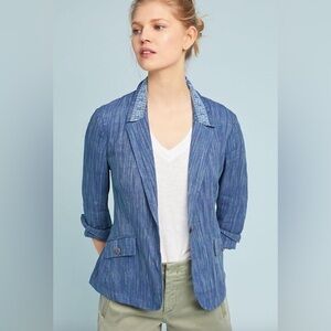 Anthropologie Cartonnier Indigo Striped Blazer